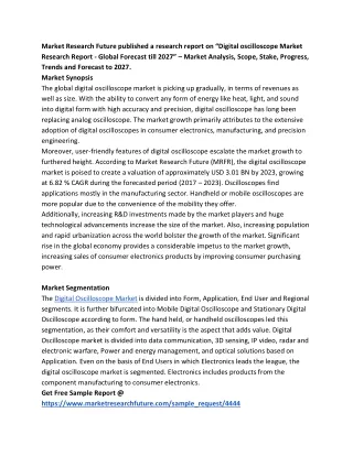 Digital oscilloscope Market Analysis, Top Leaders and Forecast 2027