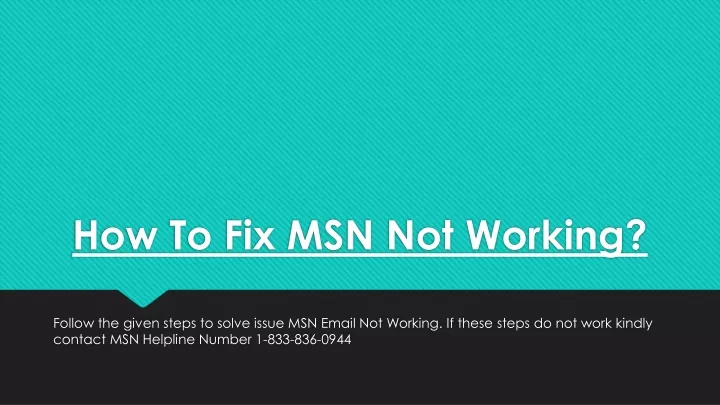 how to fix msn not working