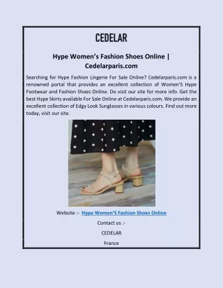 Hype Women’s Fashion Shoes Online | Cedelarparis.com