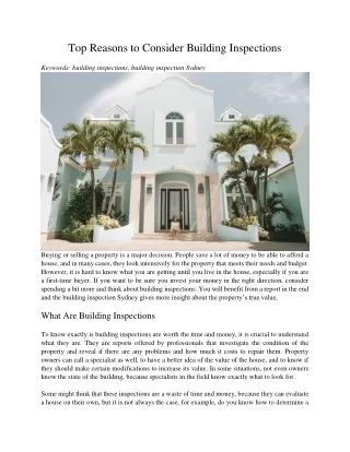 top reasons to consider building inspections