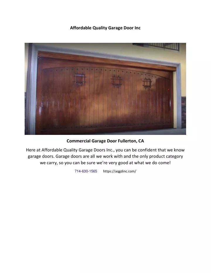 affordable quality garage door inc