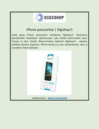 iPhone panssarilasi | Digishop.fi