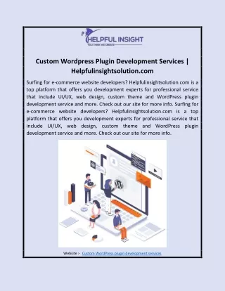 Custom Wordpress Plugin Development Services | Helpfulinsightsolution.com