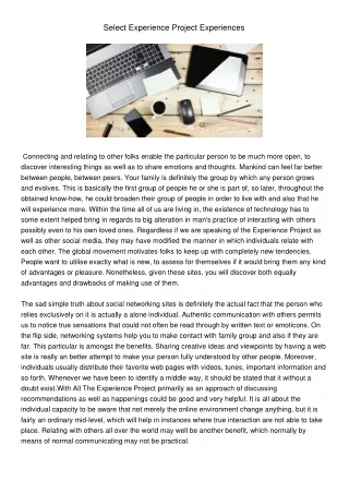 select experience project experiences
