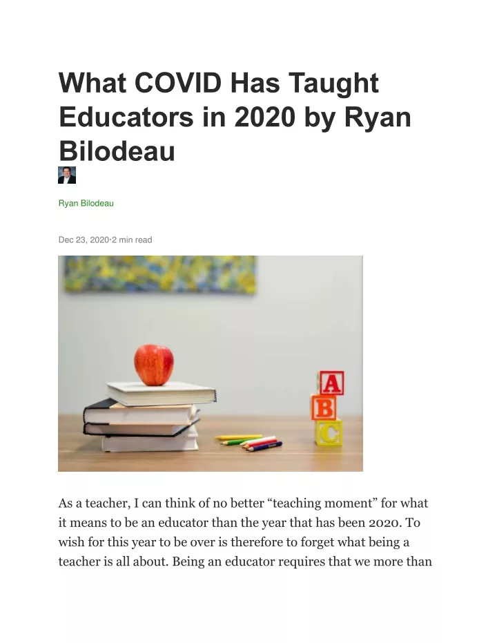 what covid has taught educators in 2020 by ryan