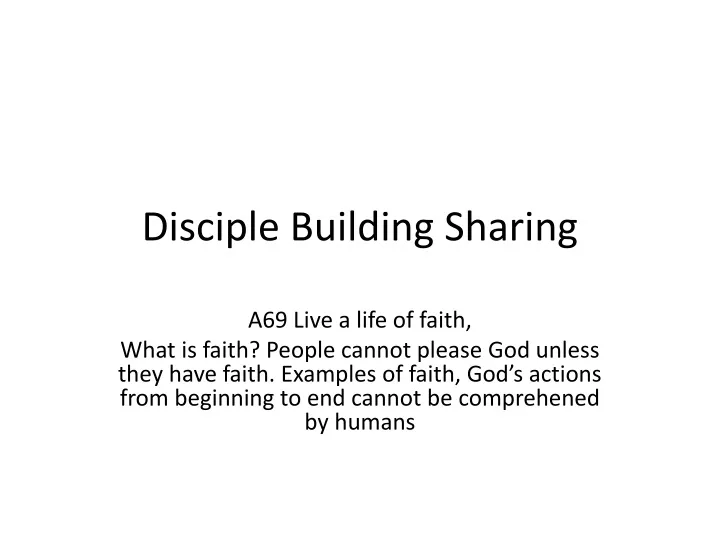 disciple building sharing