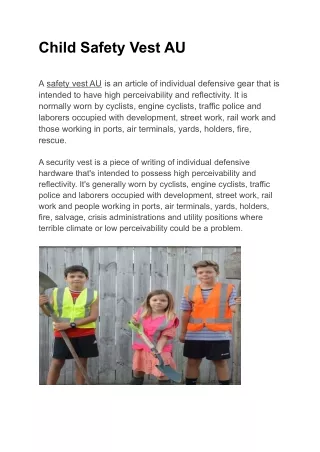 Child Safety Vest AU