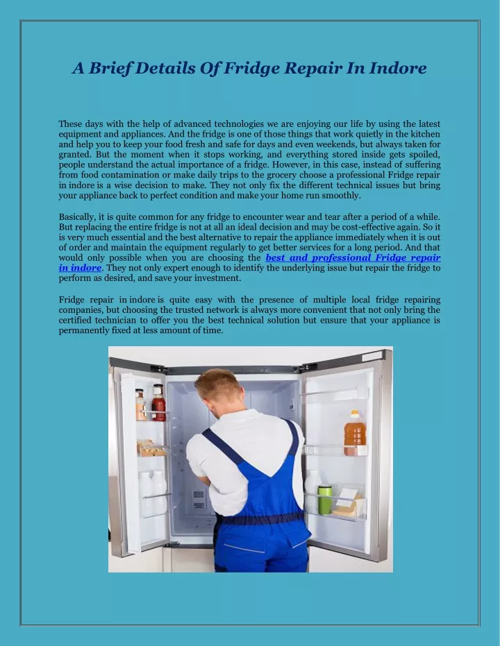 a brief details of fridge repair in indore