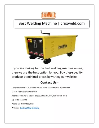 Best Welding Machine | cruxweld.com