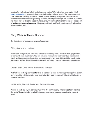 _Formal and informal Party Wear for Men in Summer