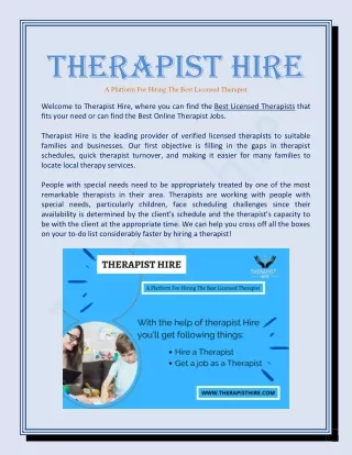 Therapist Hire | A platform for hiring the best-licensed therapist
