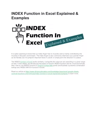 index function in excel explained examples