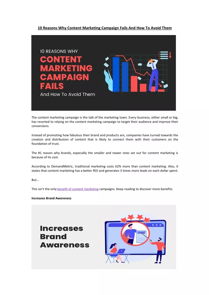 10 reasons why content marketing campaign fails