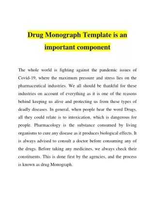 Drug Monograph Template is an important component