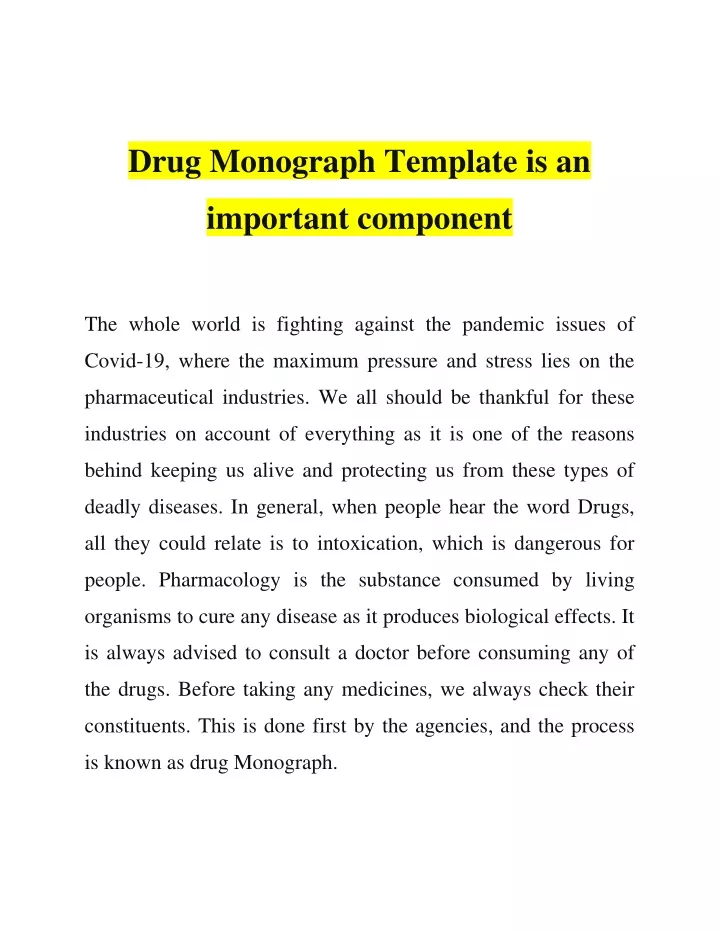 drug monograph template is an