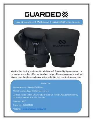 Boxing Equipment Melbourne | Guardedfightgear.com.au