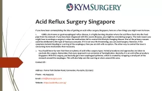 Acid Reflux Surgery Singapore