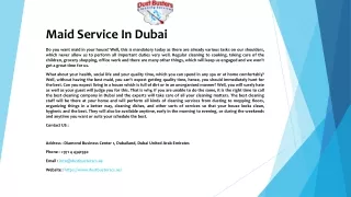 Maid Service In Dubai