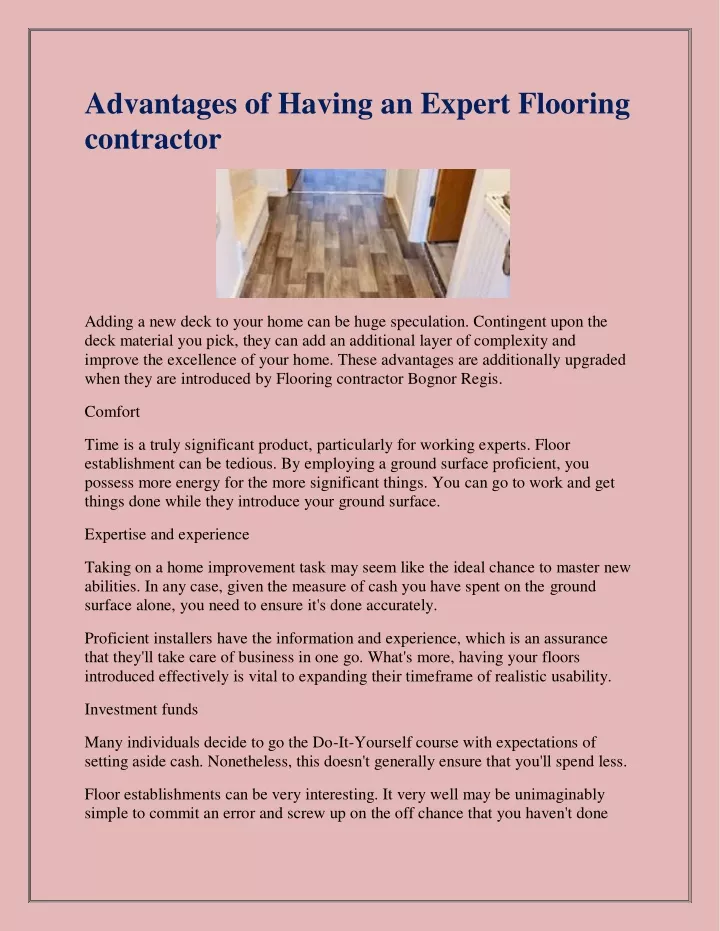 advantages of having an expert flooring contractor