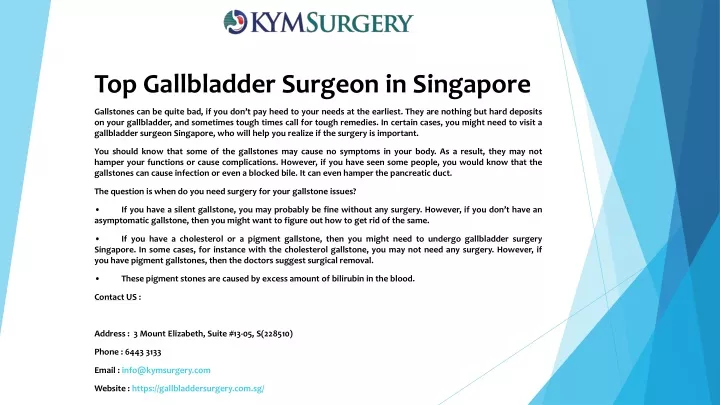 top gallbladder surgeon in singapore