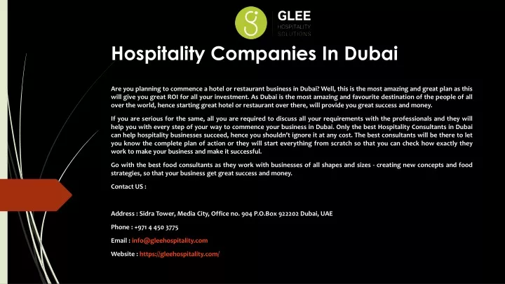 hospitality companies in dubai