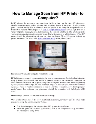 how to manage scan from hp printer to computer
