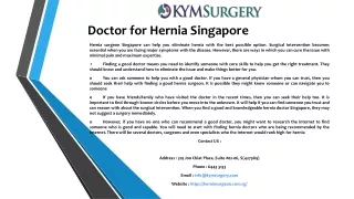 Doctor for Hernia Singapore