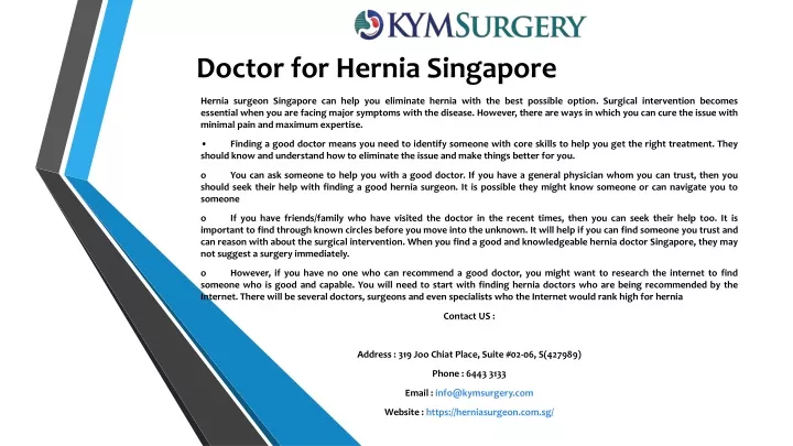 doctor for hernia singapore