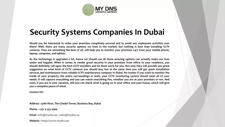 security systems companies in dubai