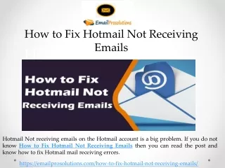 how to fix hotmail not receiving emails