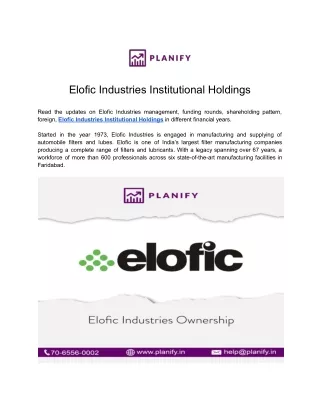 Elofic Industries Management