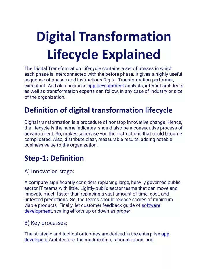 digital transformation lifecycle explained