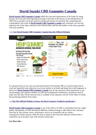 David Suzuki CBD Gummies Canada