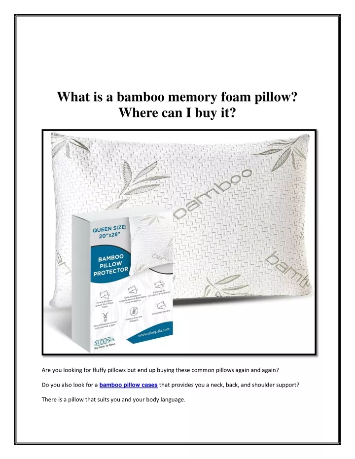 what is a bamboo memory foam pillow where