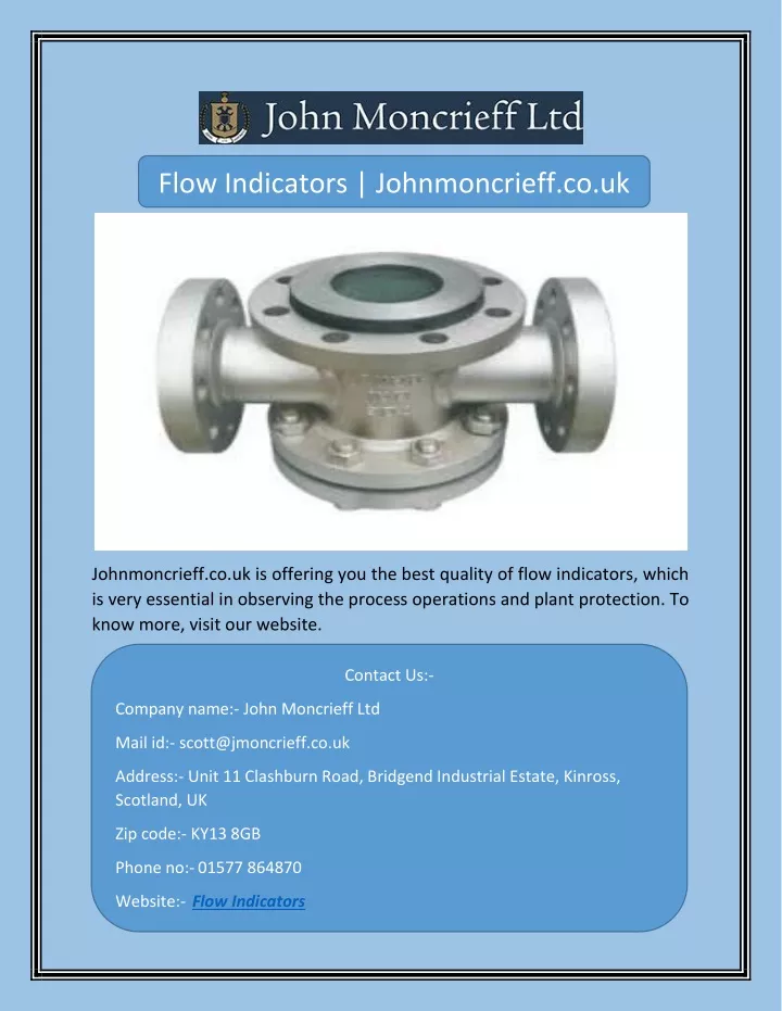 flow indicators johnmoncrieff co uk