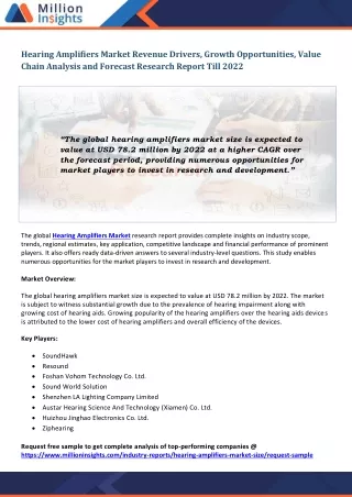 hearing amplifiers market revenue drivers growth
