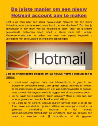 De juiste manier om een nieuw Hotmail-account aan te maken