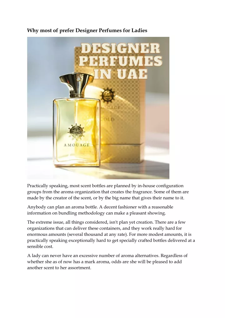 why most of prefer designer perfumes for ladies