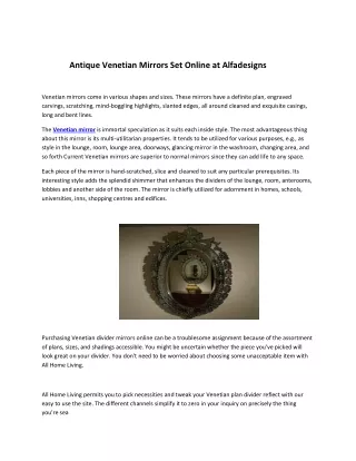 Antique Venetian Mirrors Set Online at Alfadesigns
