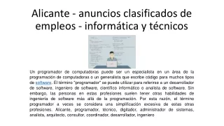 Alicante - anuncios clasificados de empleos - informática y técnicos