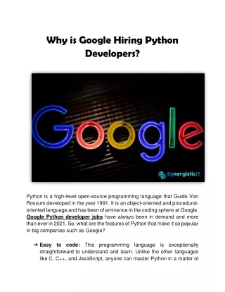 Google Hiring Python Developers
