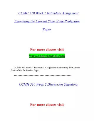 CCMH 510 Inspiring Communication / snaptutorial.com