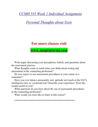 ccmh 535 week 1 individual assignment