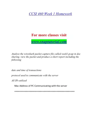 ccsi 460 week 1 homework