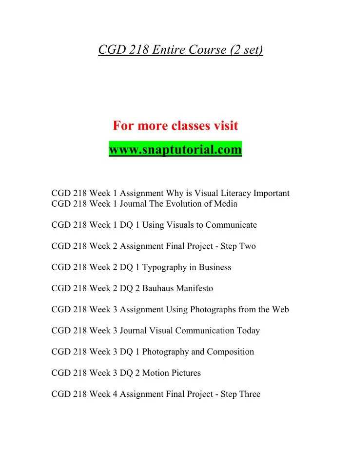 cgd 218 entire course 2 set