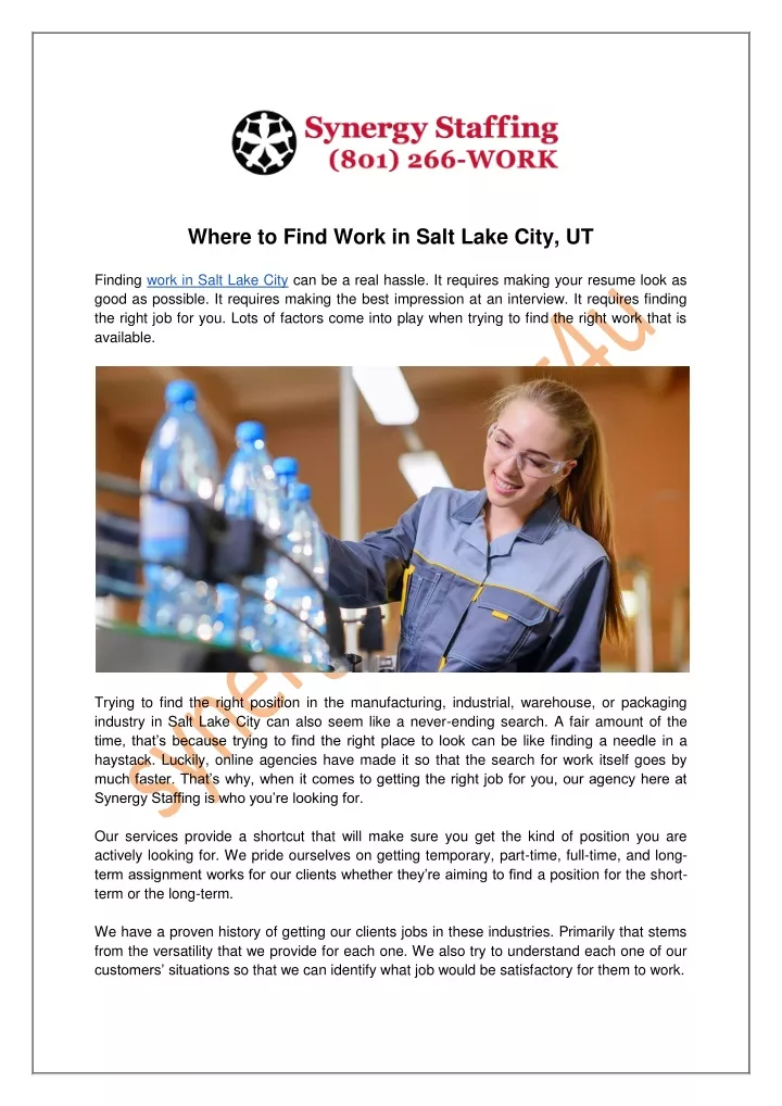 where to find work in salt lake city ut