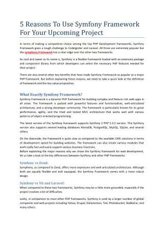 5 reasons to use symfony framework for your