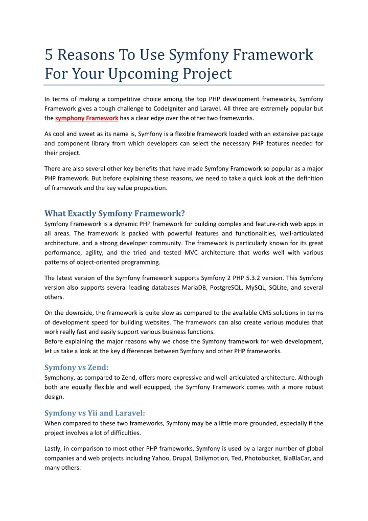 5 reasons to use symfony framework for your