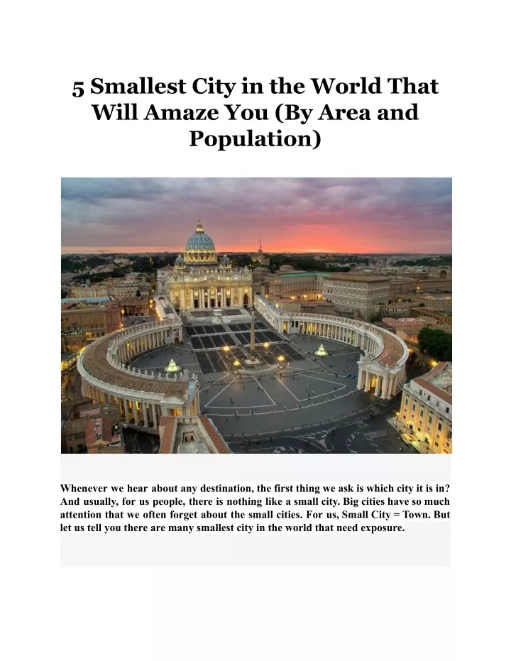 5 smallest city in the world that will amaze