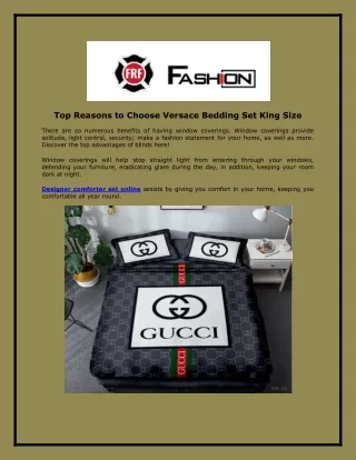 Top Reasons to Choose Versace Bedding Set King Size
